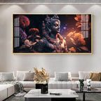 Divine Lord Shiva Meditative Aura Floral Theme Premium Acrylic Wall Painting