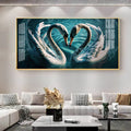 Elegant White Swan Pair Symbol of Love Designer Acrylic Wall Painting