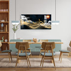 Luxury Golden Wave Landscape Deer Night Theme Premium Acrylic Wall Painting