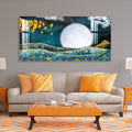 Elegant Blue Gold Moonlight Abstract Landscape Premium Acrylic Wall Painting
