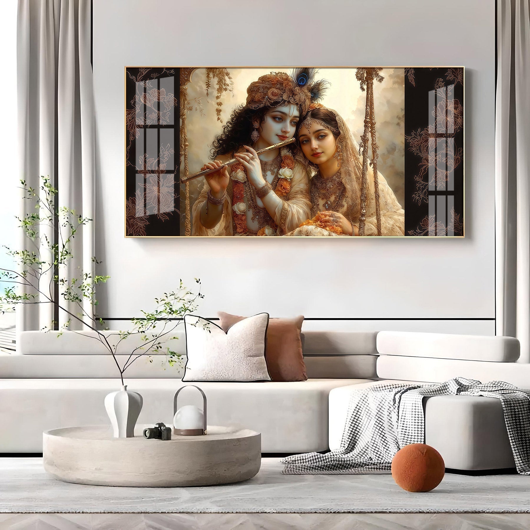 Divine Radha Krishna Romantic Classic Art Luxury Acrylic wall painting