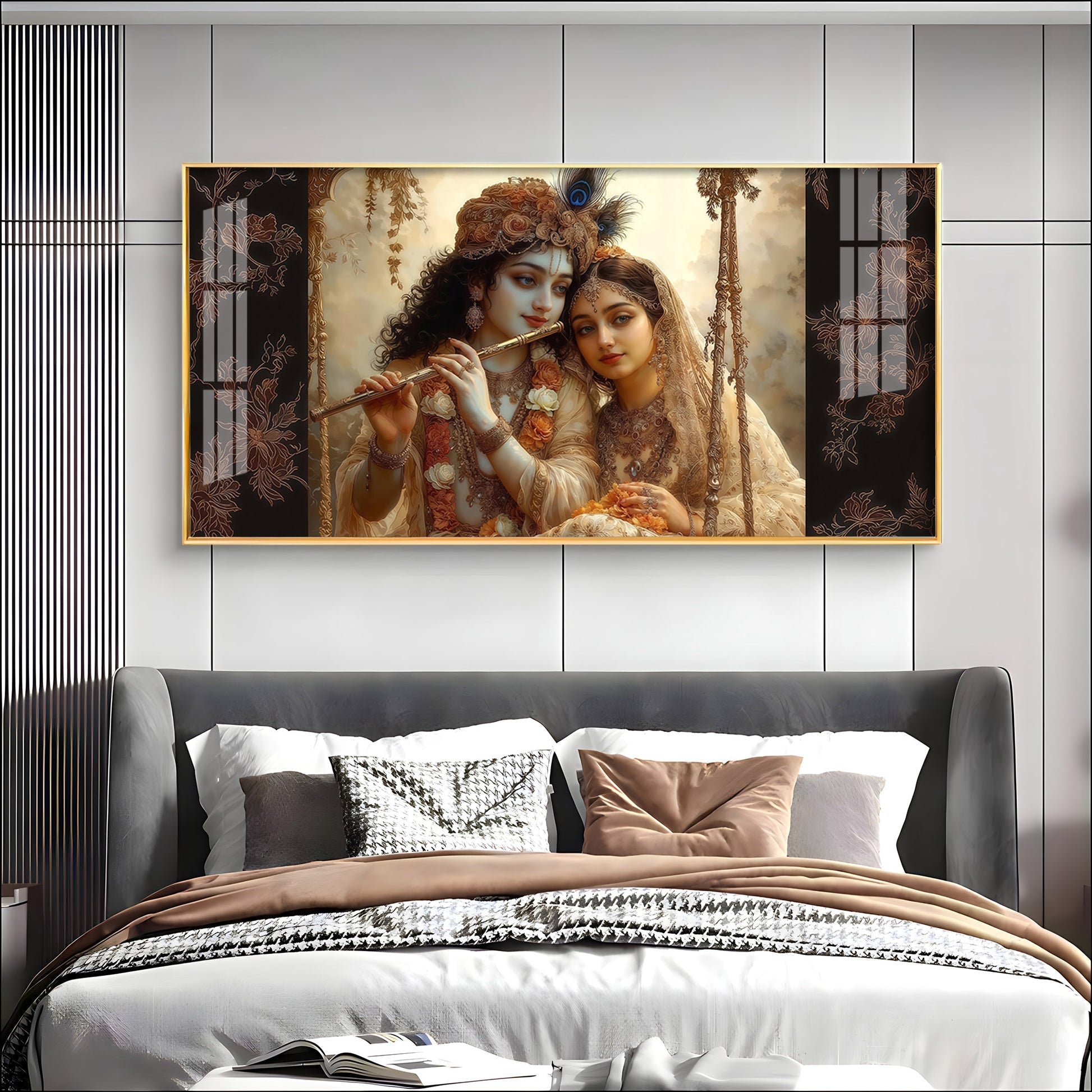 Divine Radha Krishna Romantic Classic Art Luxury Acrylic wall painting