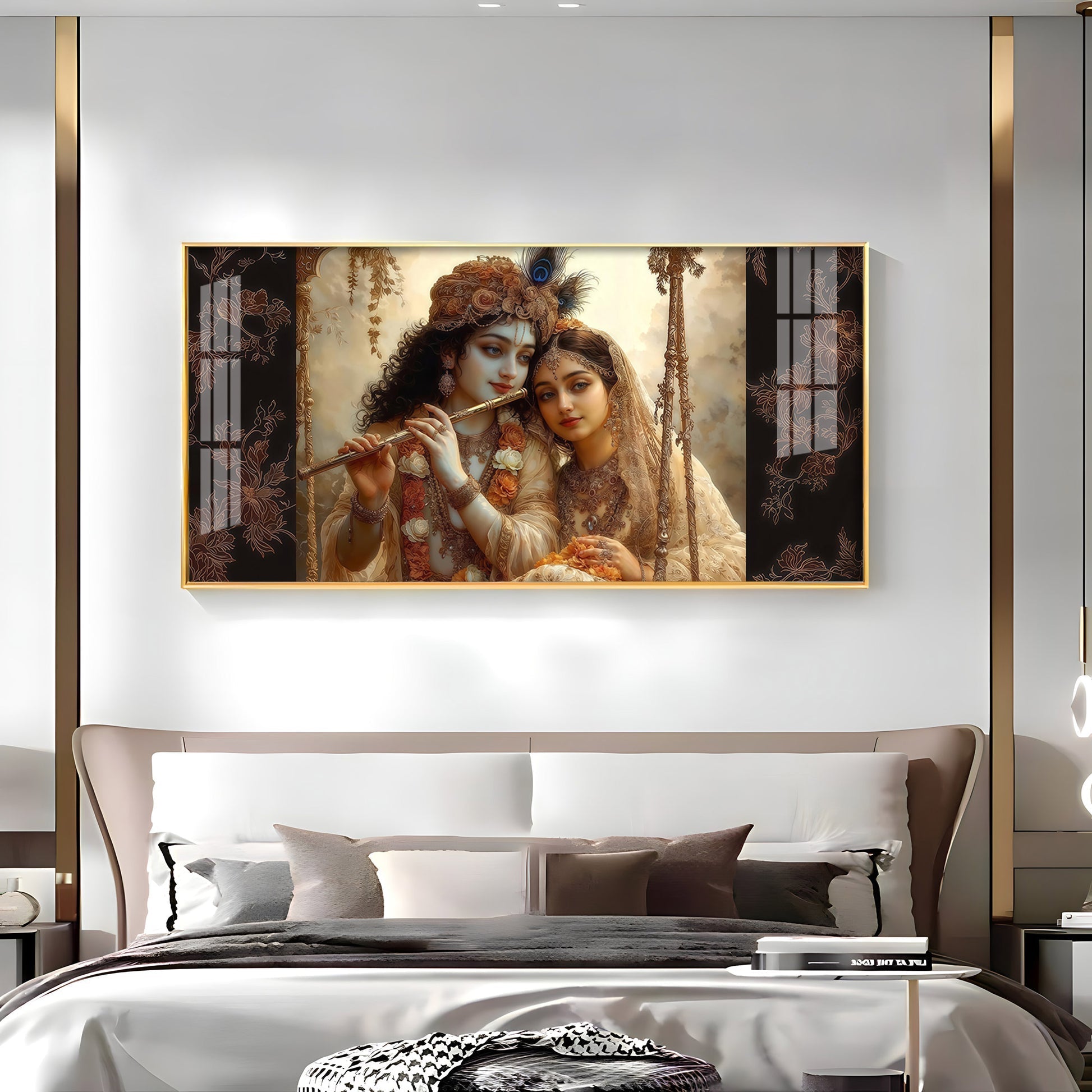 Divine Radha Krishna Romantic Classic Art Luxury Acrylic wall painting