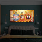 Colorful Jagannath Balabhadra Subhadra Festival Theme Acrylic wall painting