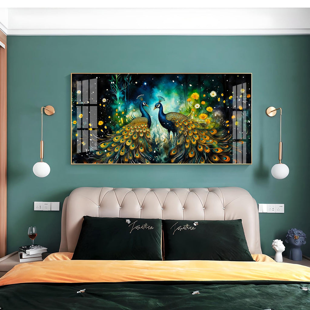 Royal Peacock Pair Nature Elegance Premium Acrylic wall painting