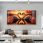 Love Birds Swan Couple Golden Hour Acrylic wall painting