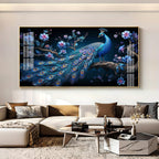 Royal Peacock Floral Night Theme Premium Acrylic wall painting