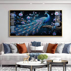 Royal Peacock Floral Night Theme Premium Acrylic wall painting