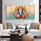 Divine Lord Ganesha Floral Art Premium Acrylic wall painting