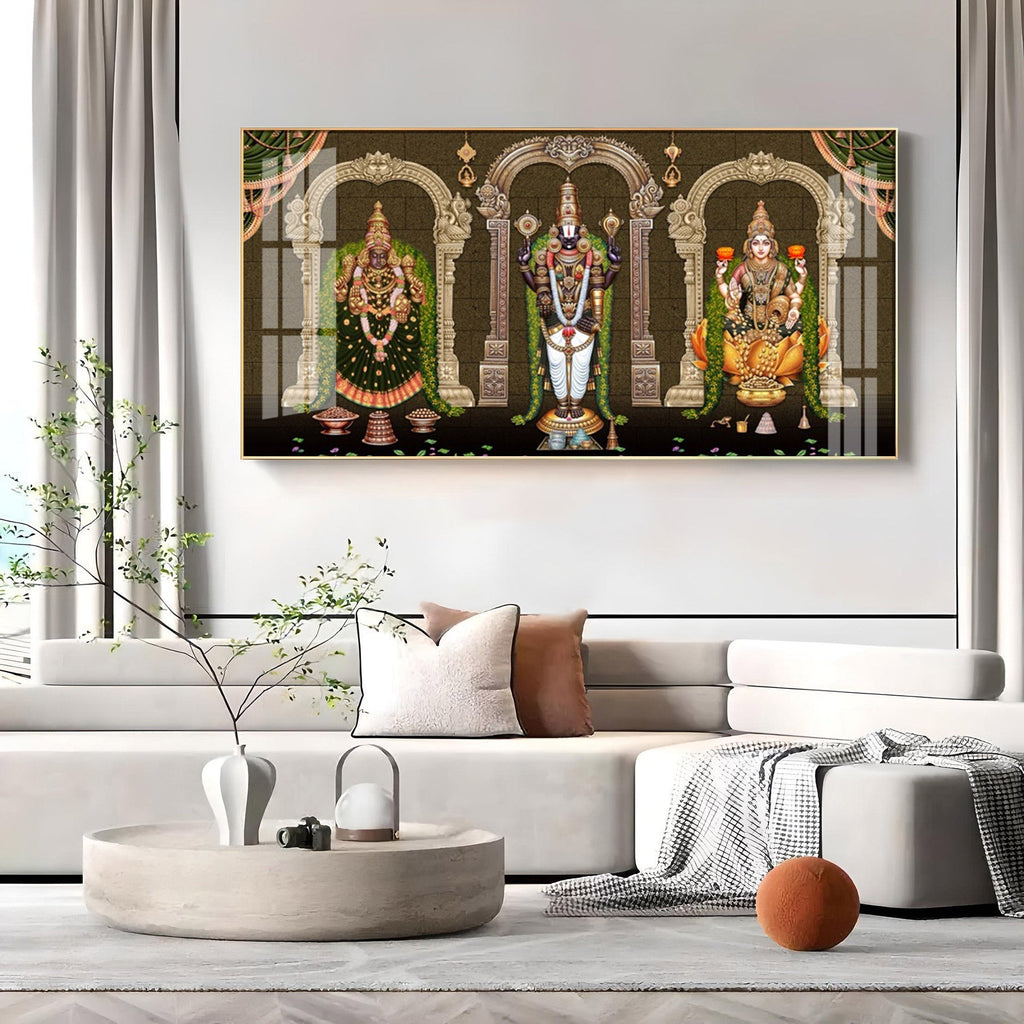 Divine Tirupati Balaji with Lakshmi Padmavati Premium Acrylic wall painting