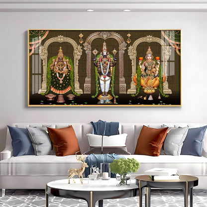 Divine Tirupati Balaji with Lakshmi Padmavati Premium Acrylic wall painting