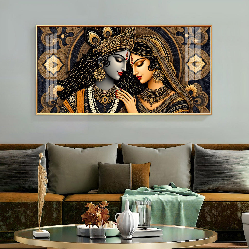 Royal Radha Krishna Golden Art Premium Acrylic wall painting