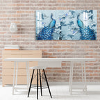 Elegant Blue Peacock Floral Design Luxury acrylic wall painting
