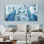 Elegant Blue Peacock Floral Design Luxury acrylic wall painting