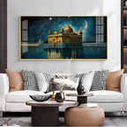Golden Temple Night View Spiritual Art acrylic wall painting
