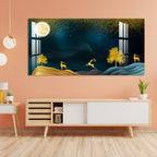 Golden Deer Moonlight Scenic Landscape acrylic wall painting