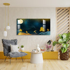 Golden Deer Moonlight Scenic Landscape acrylic wall painting