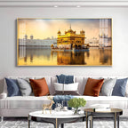 Golden Temple Day View Peaceful Reflection acrylic wall painting