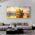 Golden Temple Day View Peaceful Reflection acrylic wall painting