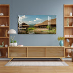 Peaceful Village Nature Landscape Scene acrylic wall painting
