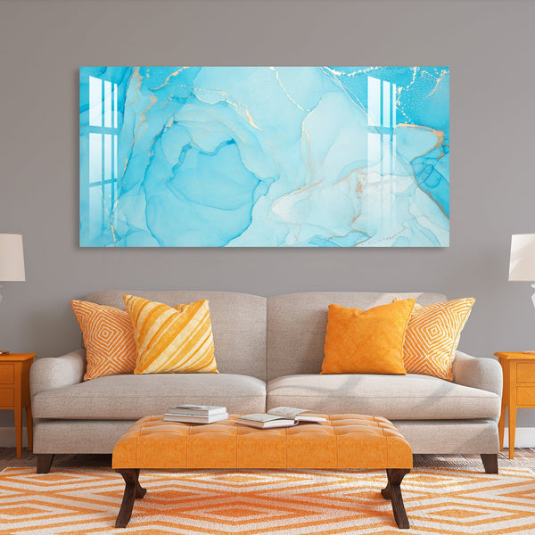 Elegant Blue Marble Abstract Texture acrylic wall painting