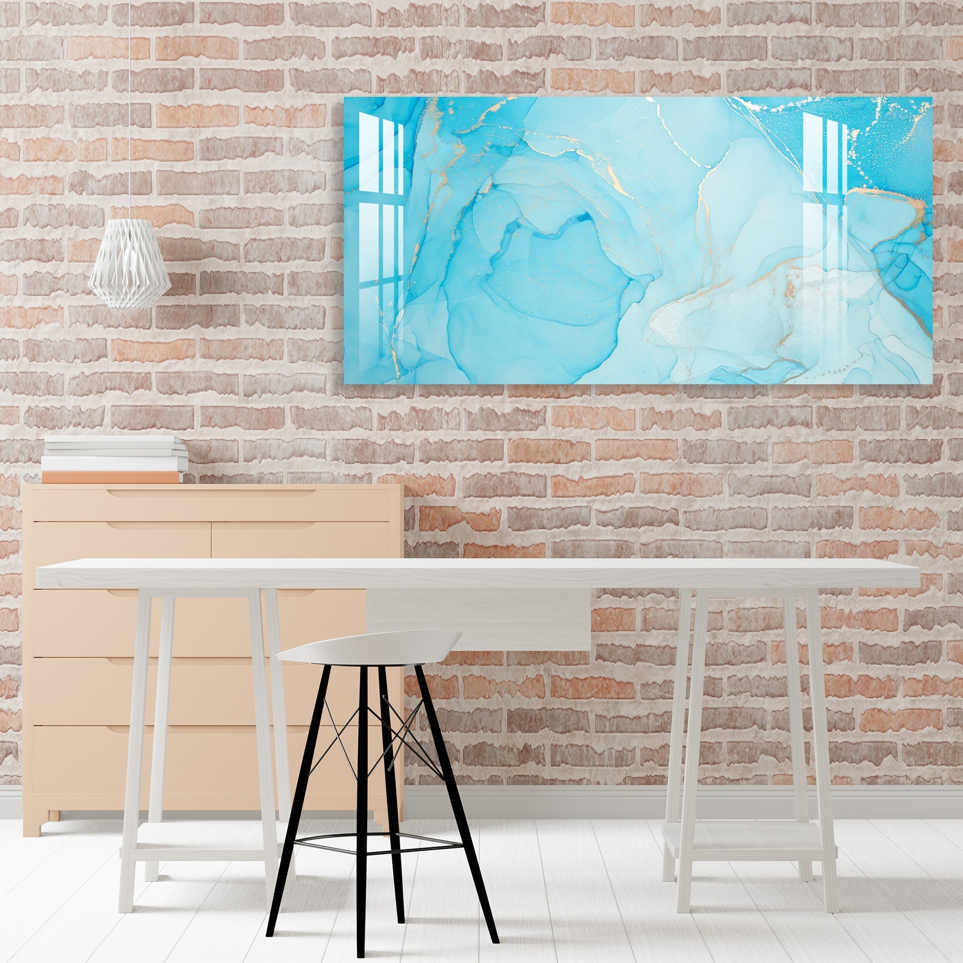 Elegant Blue Marble Abstract Texture acrylic wall painting