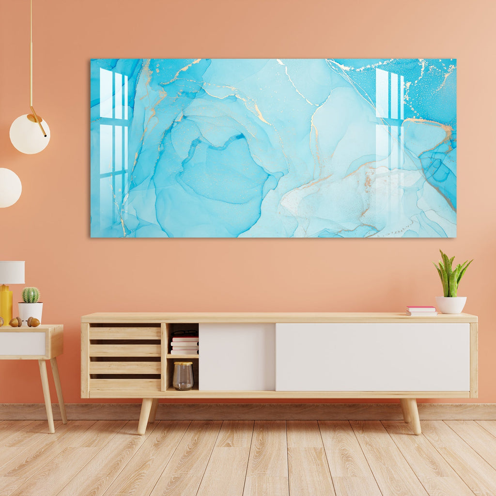 Elegant Blue Marble Abstract Texture acrylic wall painting