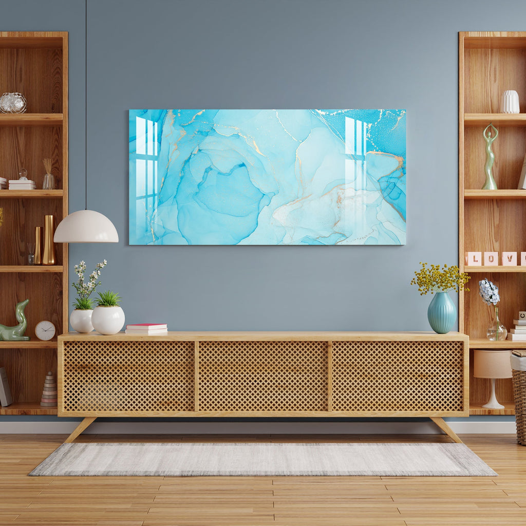 Elegant Blue Marble Abstract Texture acrylic wall painting
