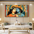 Vibrant Radha Krishna Devotional Wall Decor acrylic wall painting