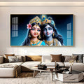 Adorable Radha Krishna Blue Theme Portrait acrylic wall painting