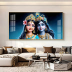 Adorable Radha Krishna Blue Theme Portrait acrylic wall painting