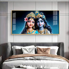 Adorable Radha Krishna Blue Theme Portrait acrylic wall painting