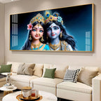 Adorable Radha Krishna Blue Theme Portrait acrylic wall painting