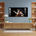 Elegant Radha Krishna Flute Art Black Theme acrylic wall painting