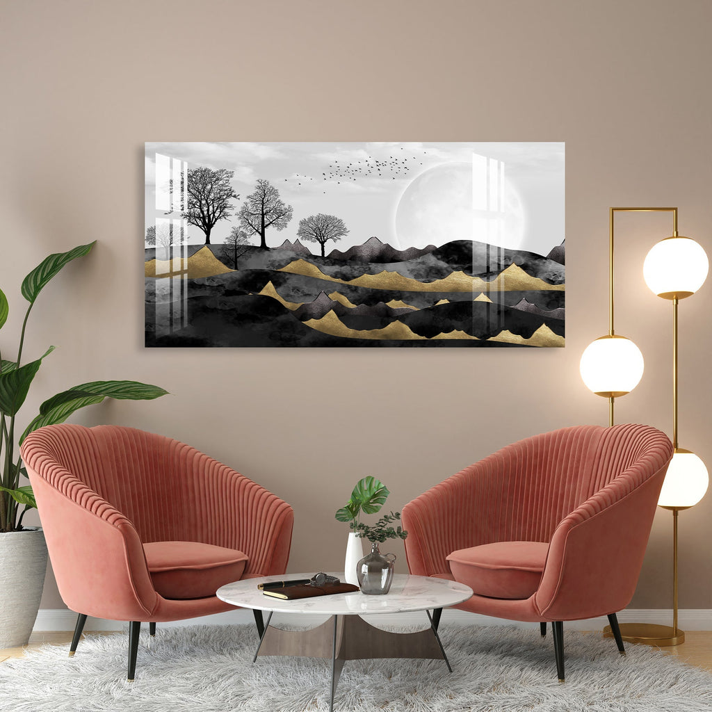 Luxury Black Gold Landscape Abstract Nature Art acrylic wall painting