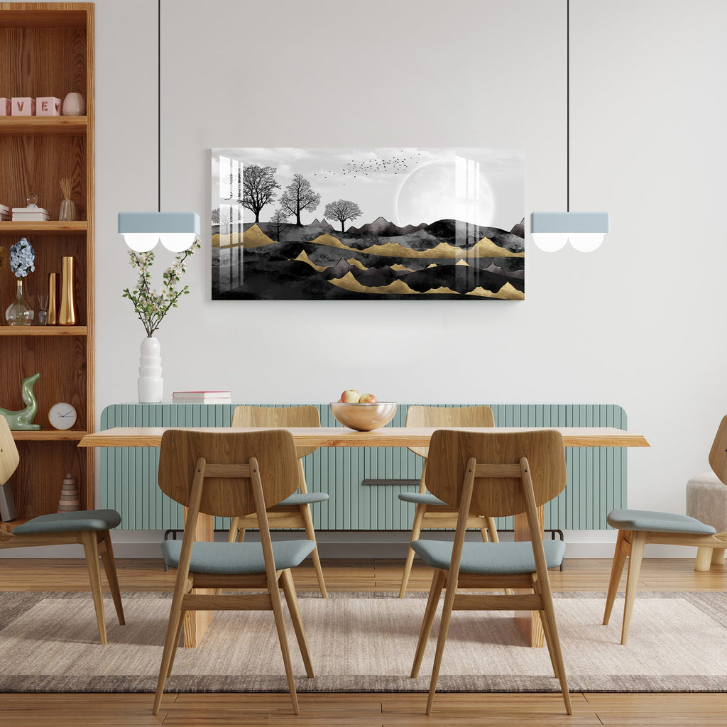 Luxury Black Gold Landscape Abstract Nature Art acrylic wall painting