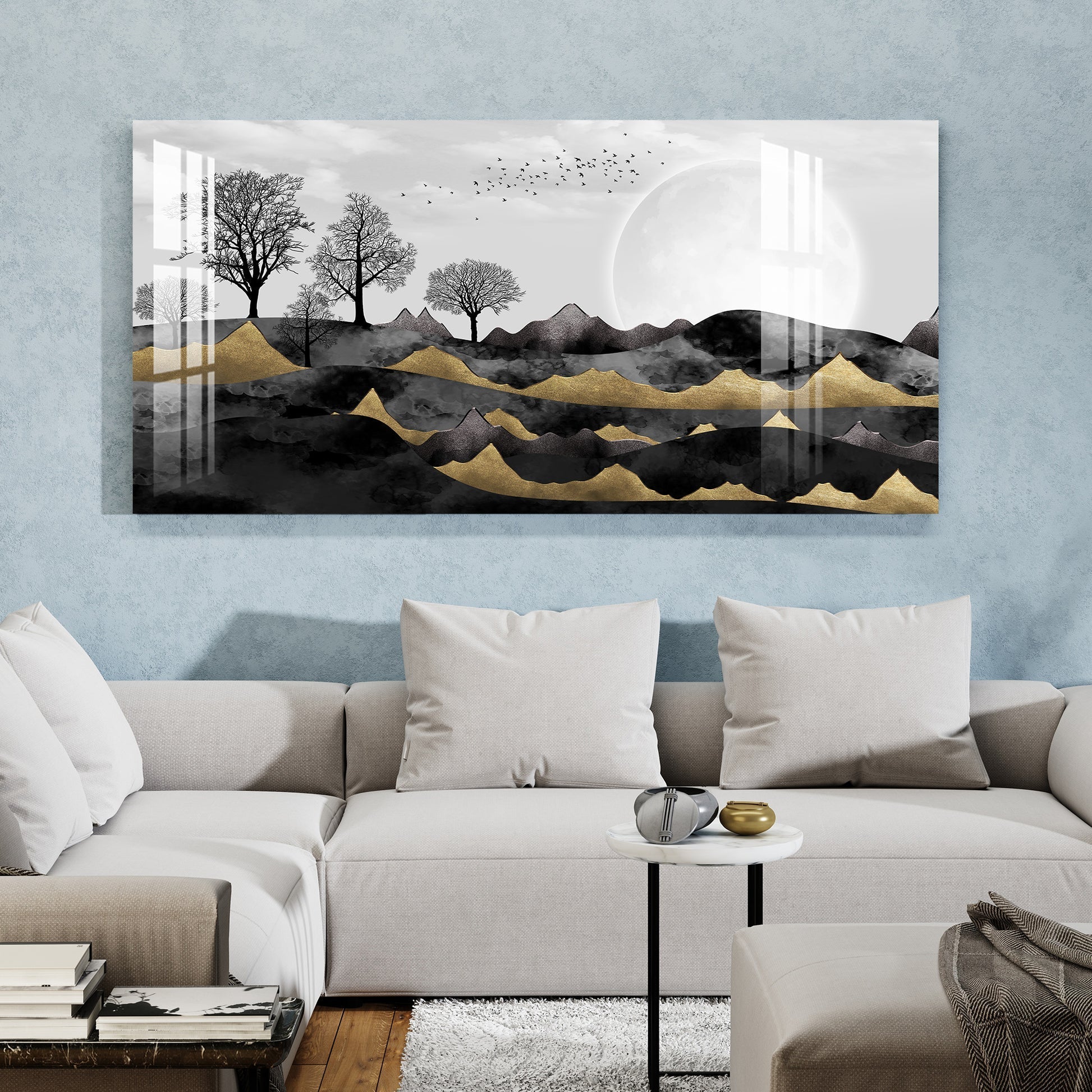 Luxury Black Gold Landscape Abstract Nature Art acrylic wall painting