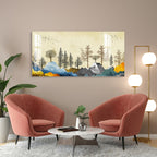 Modern Colorful Mountain Landscape with Trees Art acrylic wall painting