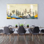 Modern Colorful Mountain Landscape with Trees Art acrylic wall painting