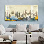 Modern Colorful Mountain Landscape with Trees Art acrylic wall painting