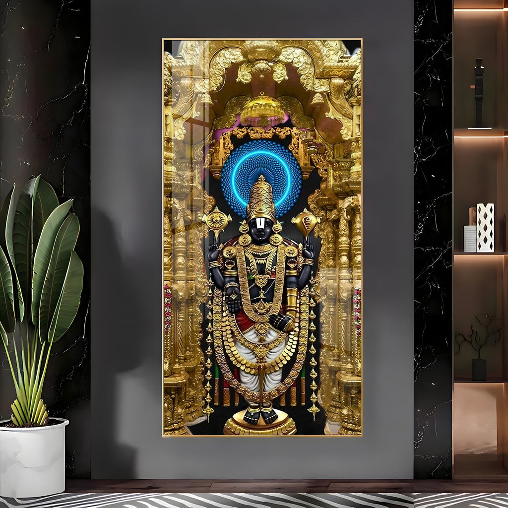Premium Lord Balaji Acrylic Wall Decor with Intricate Gold Carvings