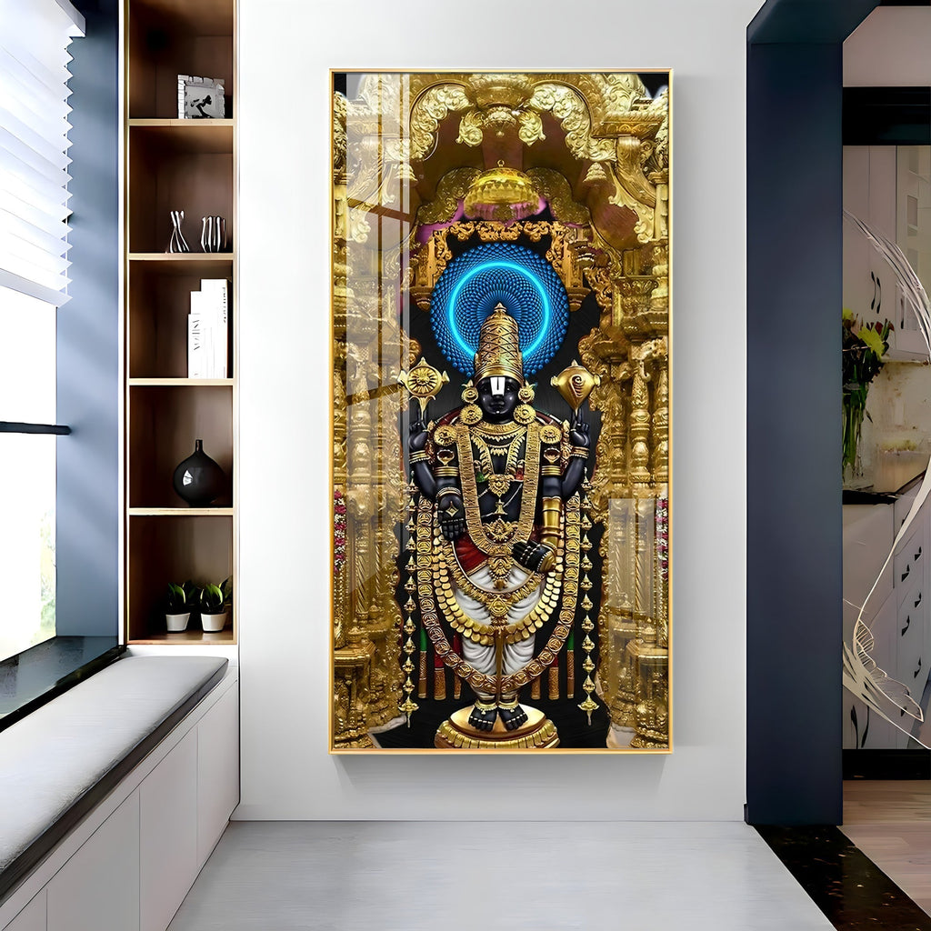 Premium Lord Balaji Acrylic Wall Decor with Intricate Gold Carvings