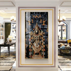 Vibrant Golden Tirupati Balaji Vertical Acrylic Wall Art for Living Room