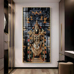 Vibrant Golden Tirupati Balaji Vertical Acrylic Wall Art for Living Room