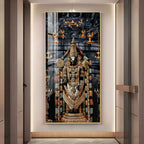 Vibrant Golden Tirupati Balaji Vertical Acrylic Wall Art for Living Room