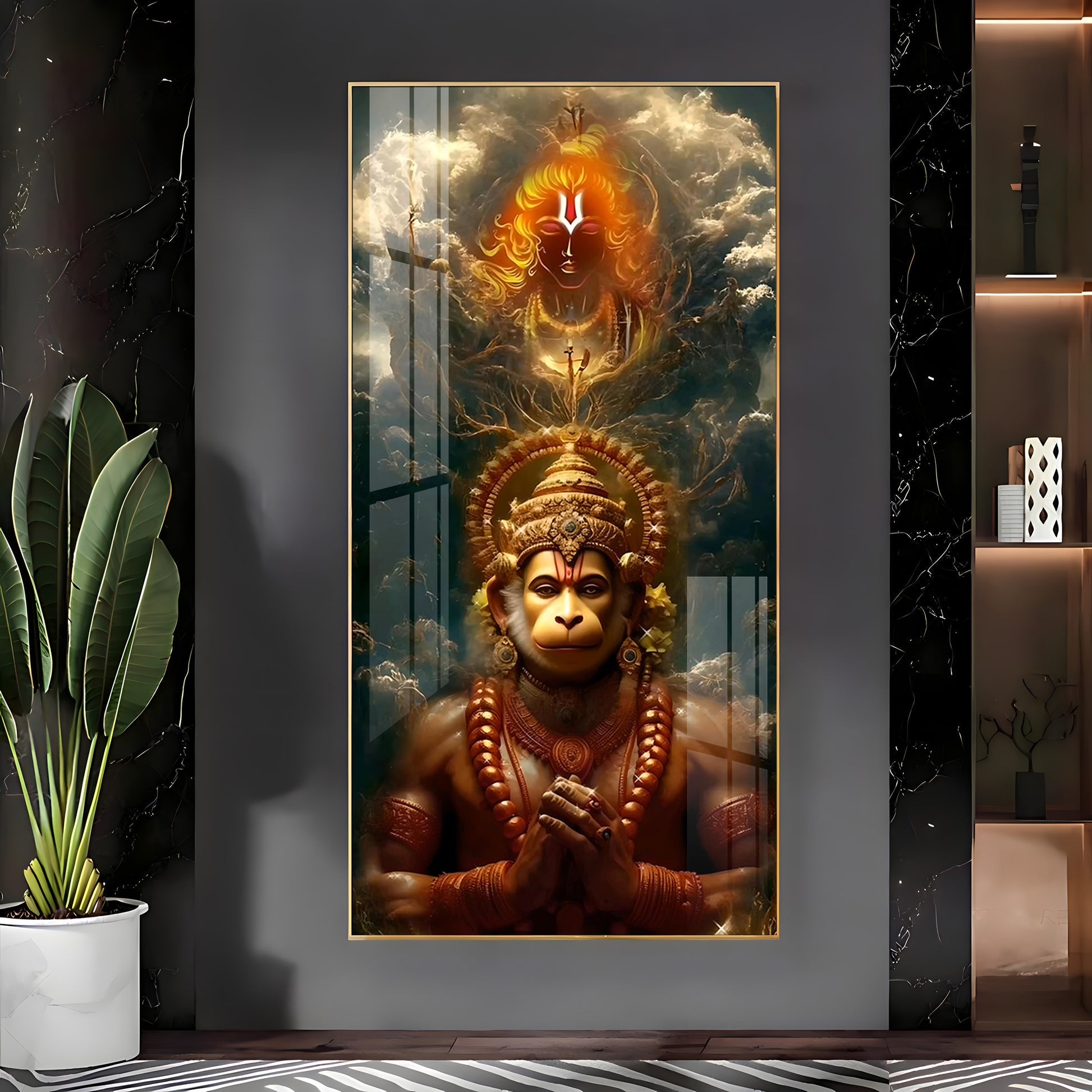 Lord Hanuman and Shri Ram Divine Blessing Vertical Acrylic Wall Art