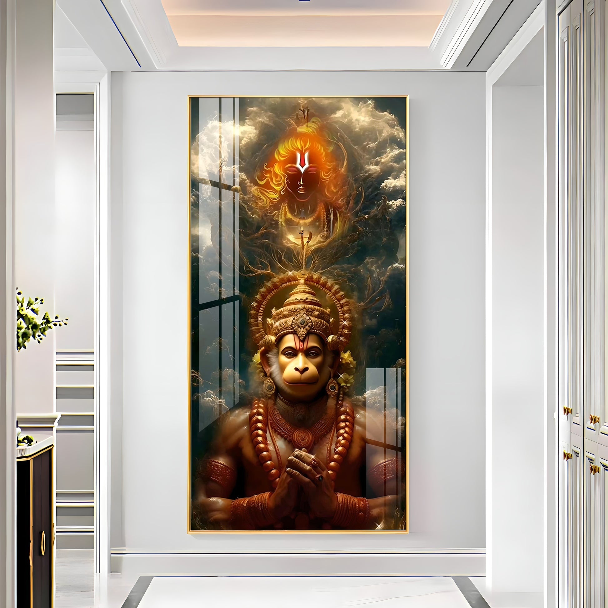 Lord Hanuman and Shri Ram Divine Blessing Vertical Acrylic Wall Art