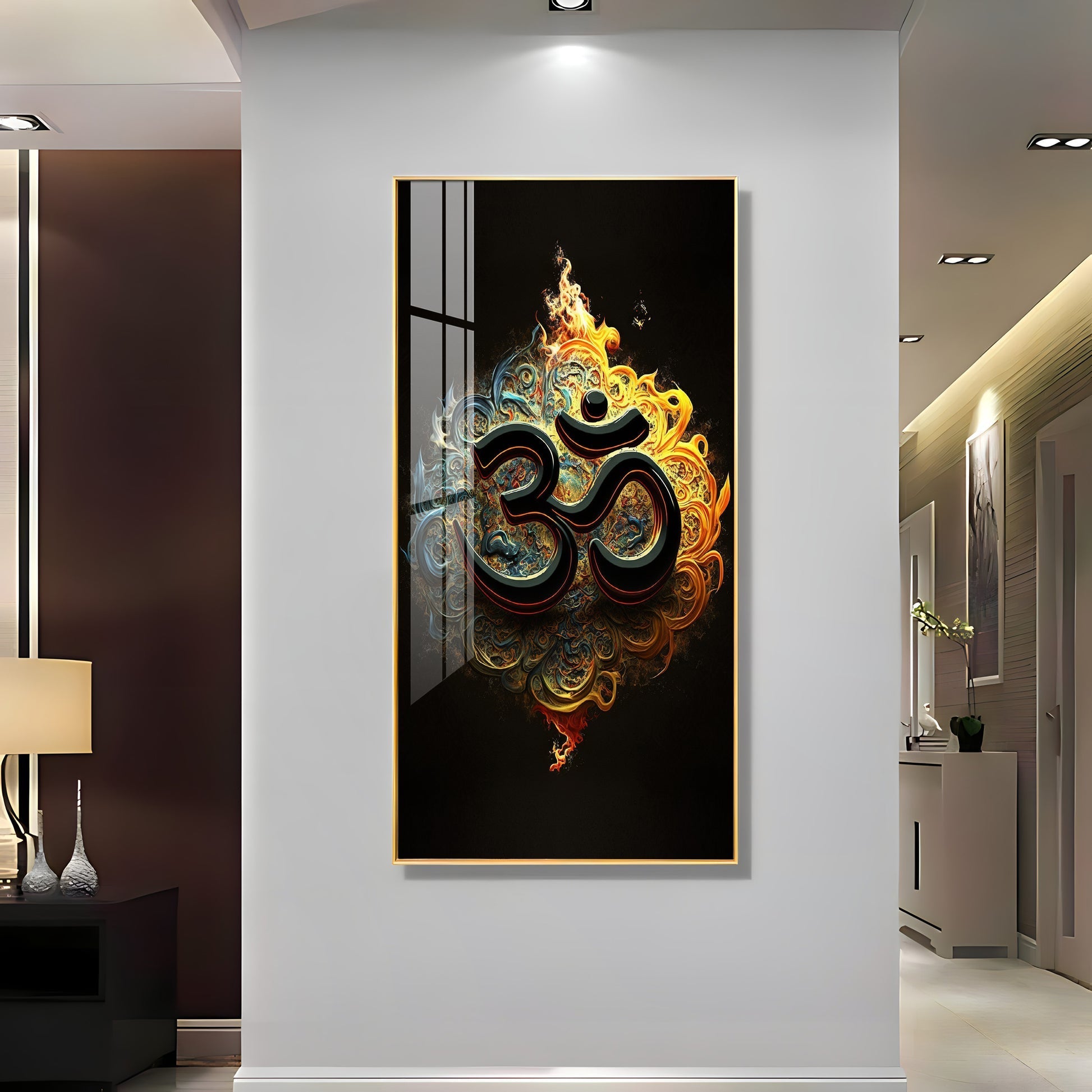 Premium 3D Effect Om Spiritual Acrylic Wall Decor for Home Mandir