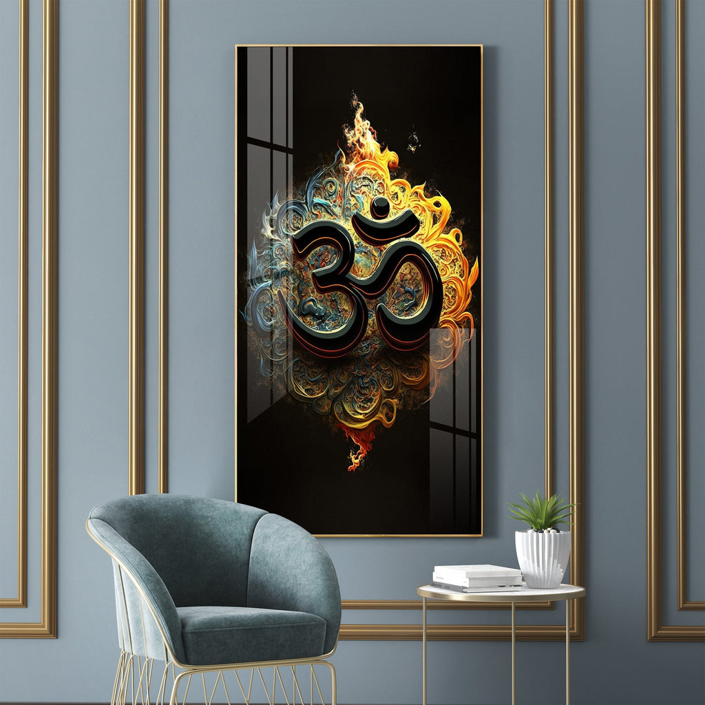 Premium 3D Effect Om Spiritual Acrylic Wall Decor for Home Mandir