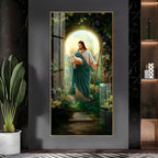 Peaceful Jesus with Sheep Acrylic Wall Painting for Living Room and Prayer Space